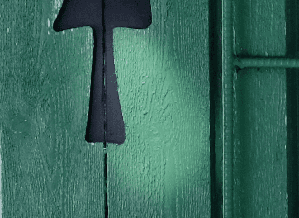 The Guard Station Cabin painted shutters were the inspiration behind the deep green color