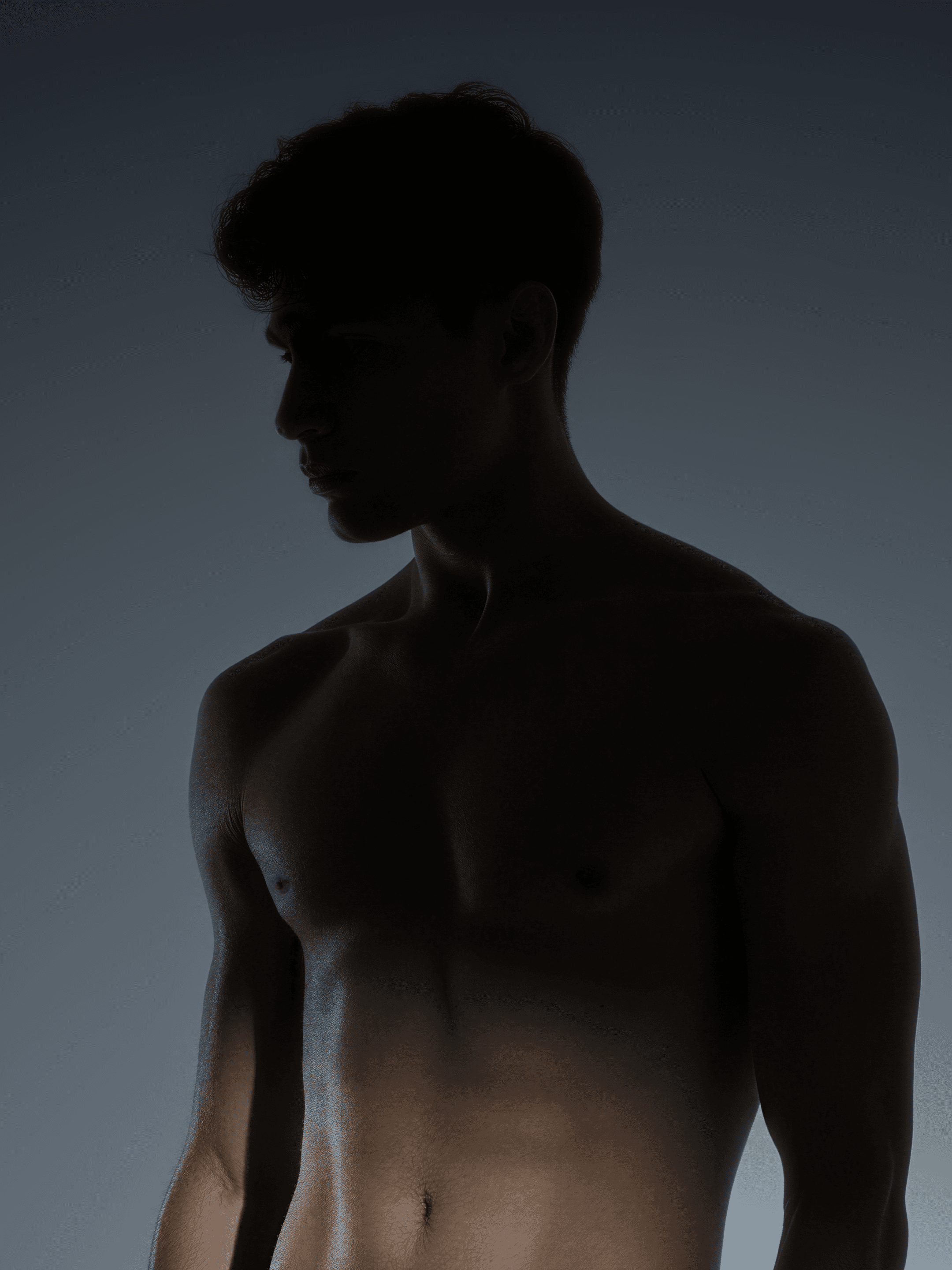 Generative ai art direction for Withings, capturing a sporty male silhouette with precise lighting control.