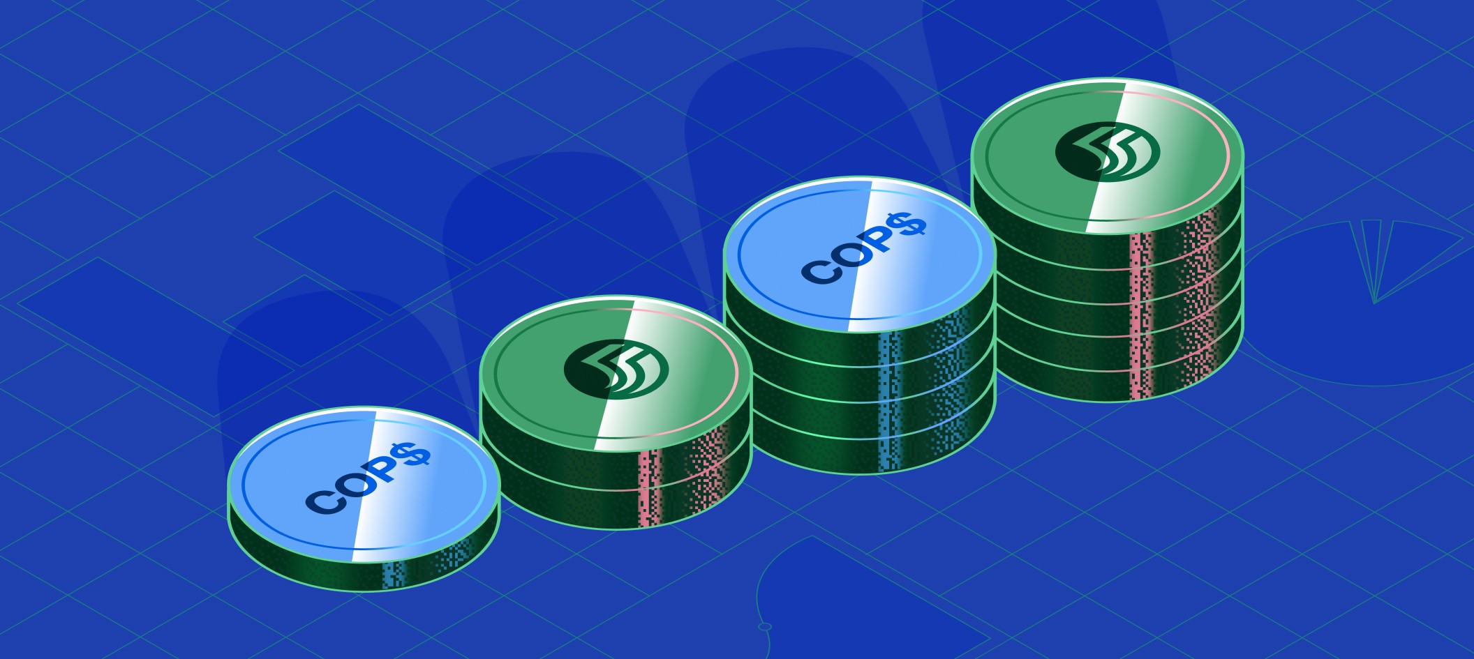 Stylized stacks of Colombian Pesos