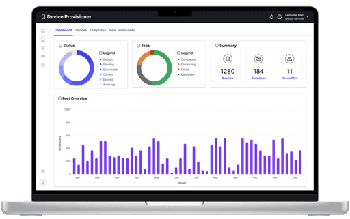 Image of Device Provisioning Tool dashboard.