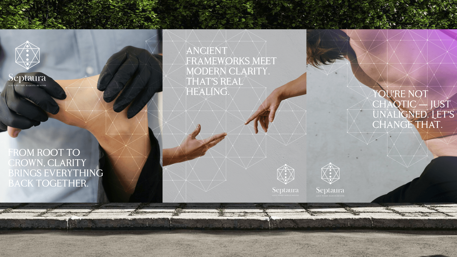 Septaura wellness brand outdoor billboard campaign — Penguincil Design