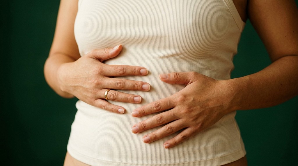 Image of a women holding her stomach