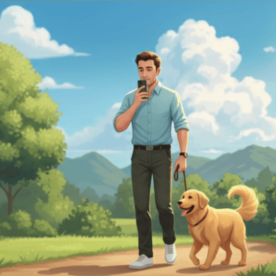 Person casually recording a voice note while relaxing