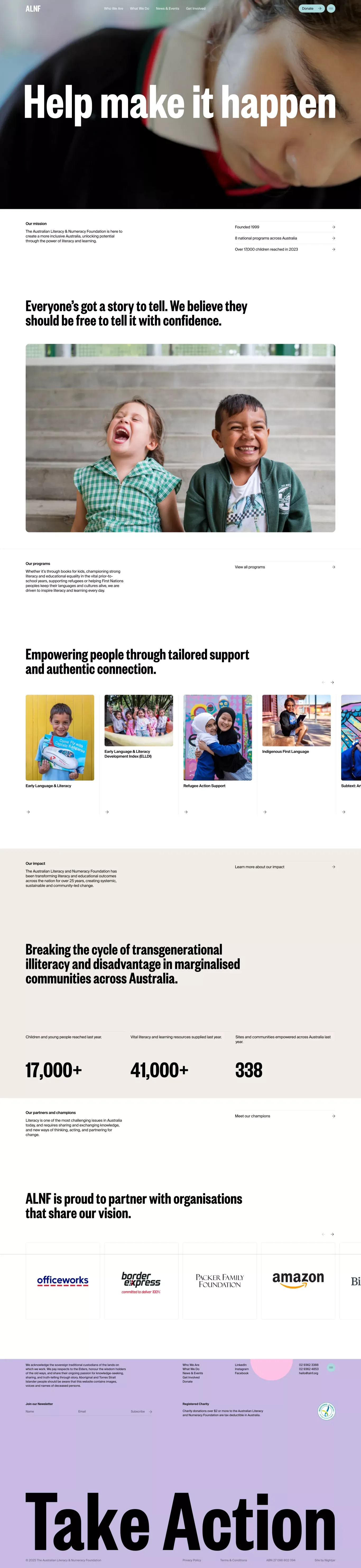 The Australian Literacy and Numeracy Fou other page screenshot showcasing Charity and Education design