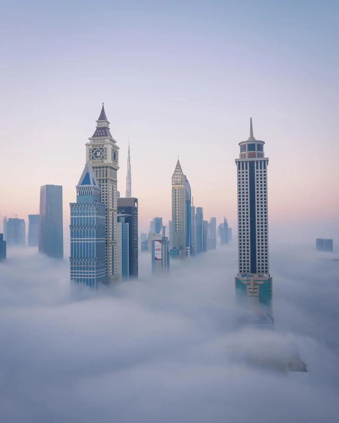 Dubai skyline with clouds