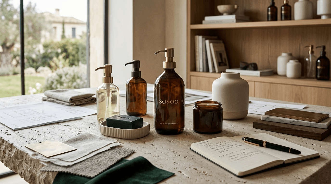A rustic still life with a beige cloth draped table featuring citrus fruits, jars, bottles, cheeses, and vibrant flowers in a bronze pitcher