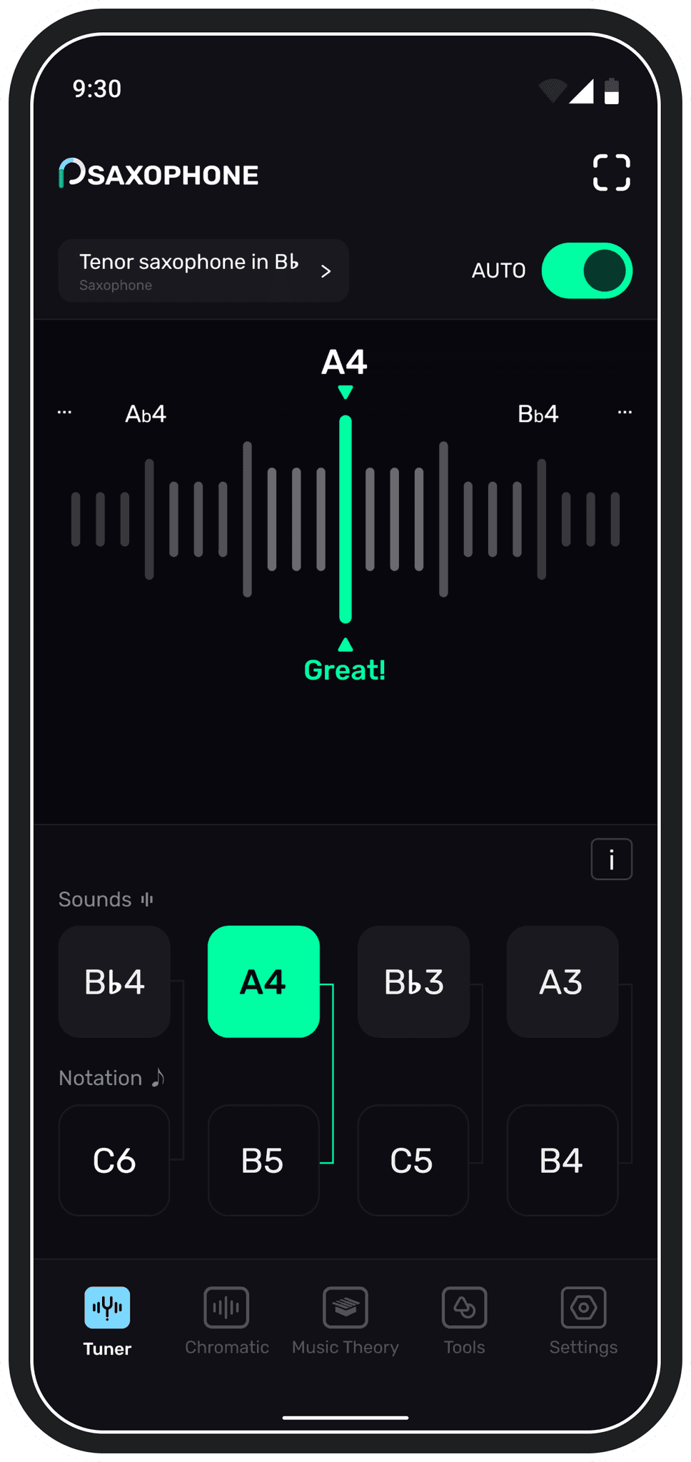 Saxophone Guitar Tuning app