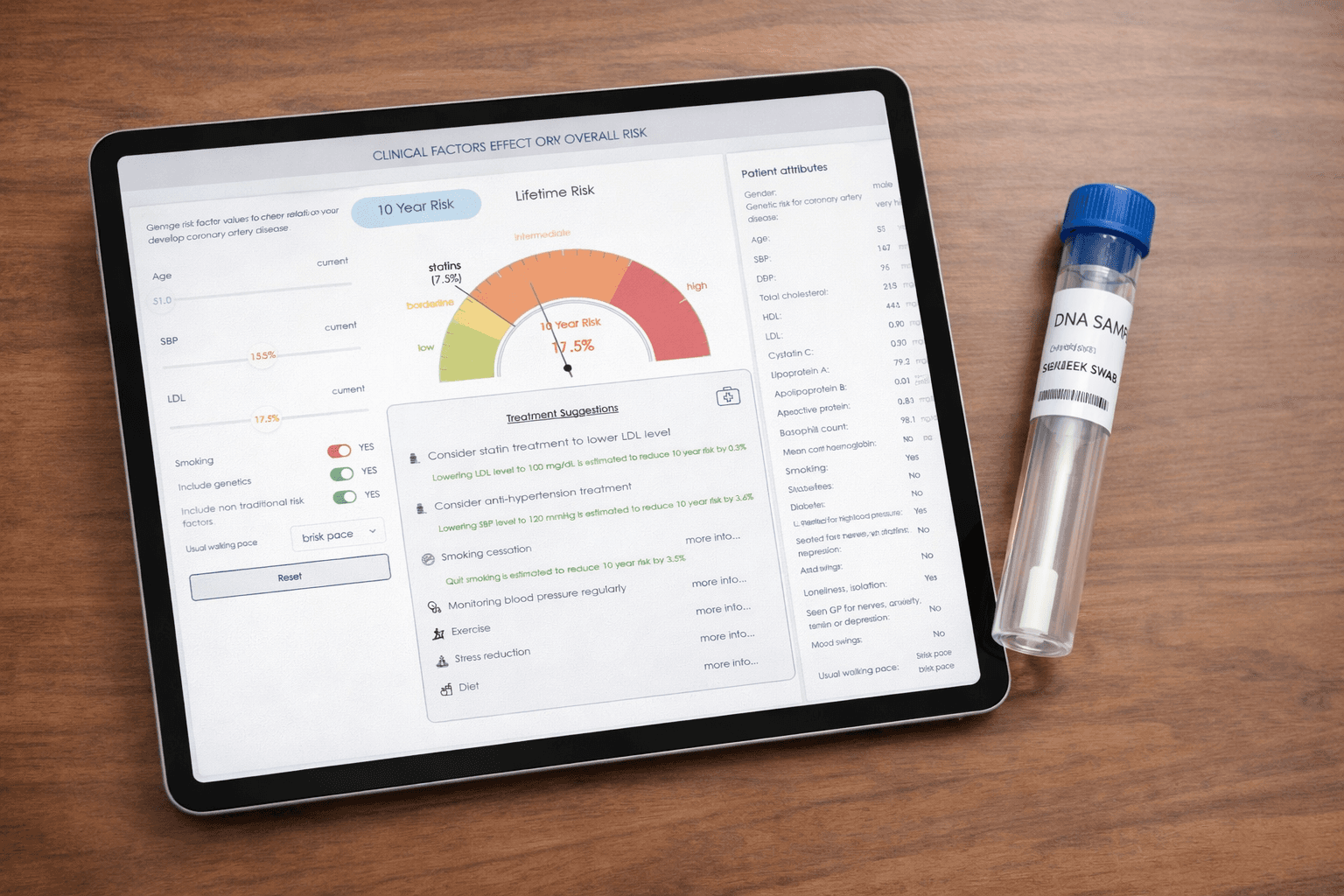 OpenDNA health portal displaying polygenic risk scores based on genetic analysis.