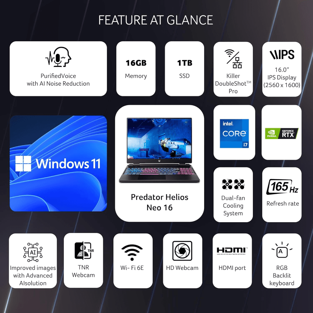  Acer Predator Helios Neo 16 Gaming Laptop Specifications