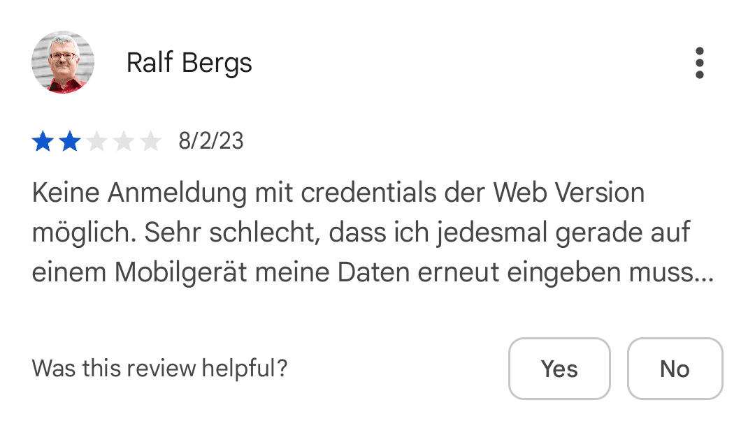 Review of competitor app