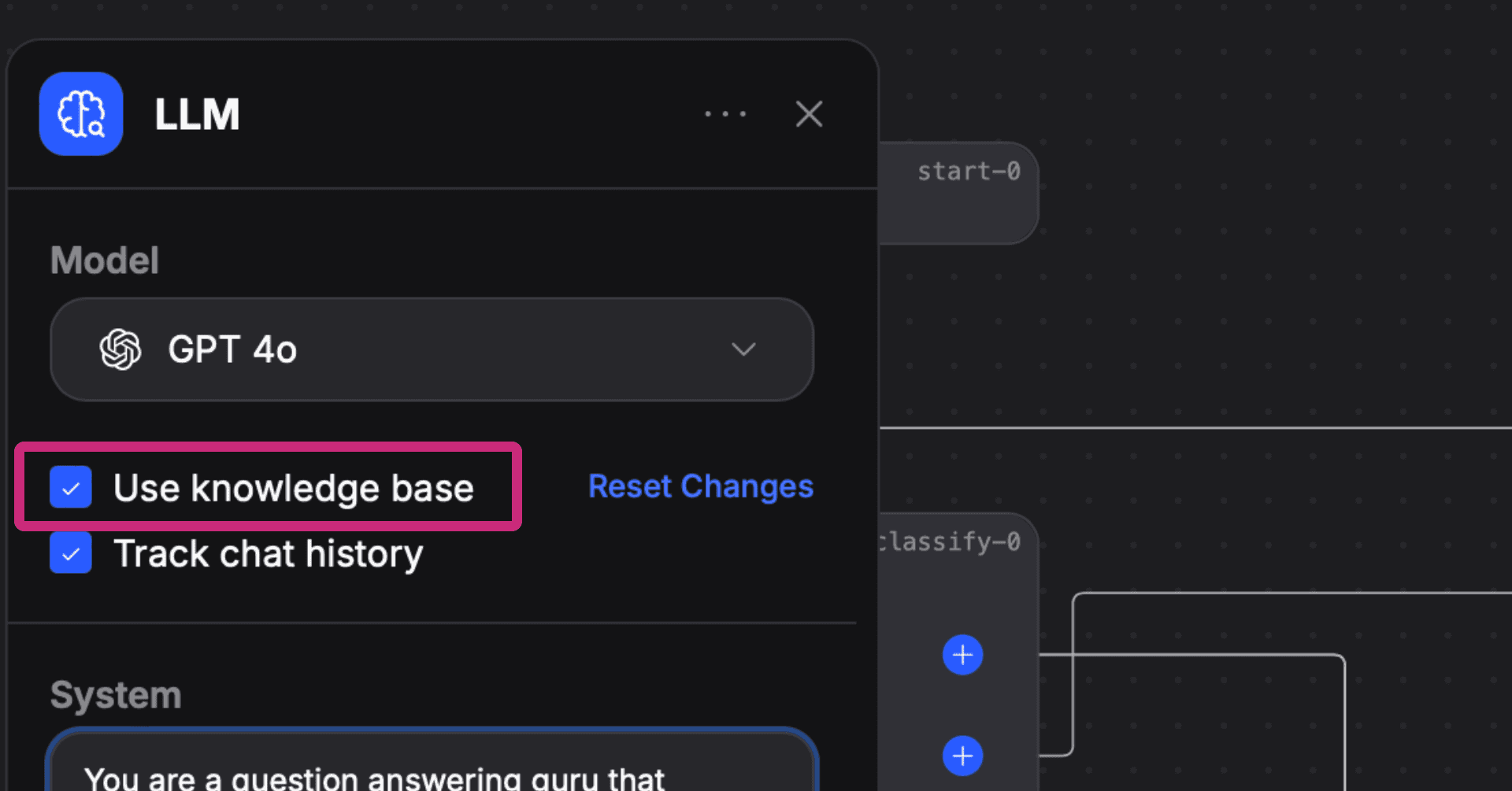 image of LLM selectino window on the botstacks platform