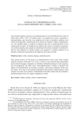 Conflicto y modernización en la gran minería del cobre (1950-1970)