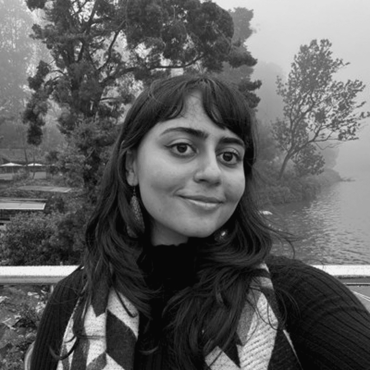 a woman with long hair