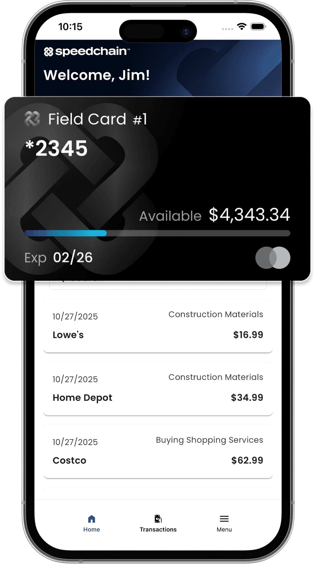 Iphone with the speedchain management cardholder app