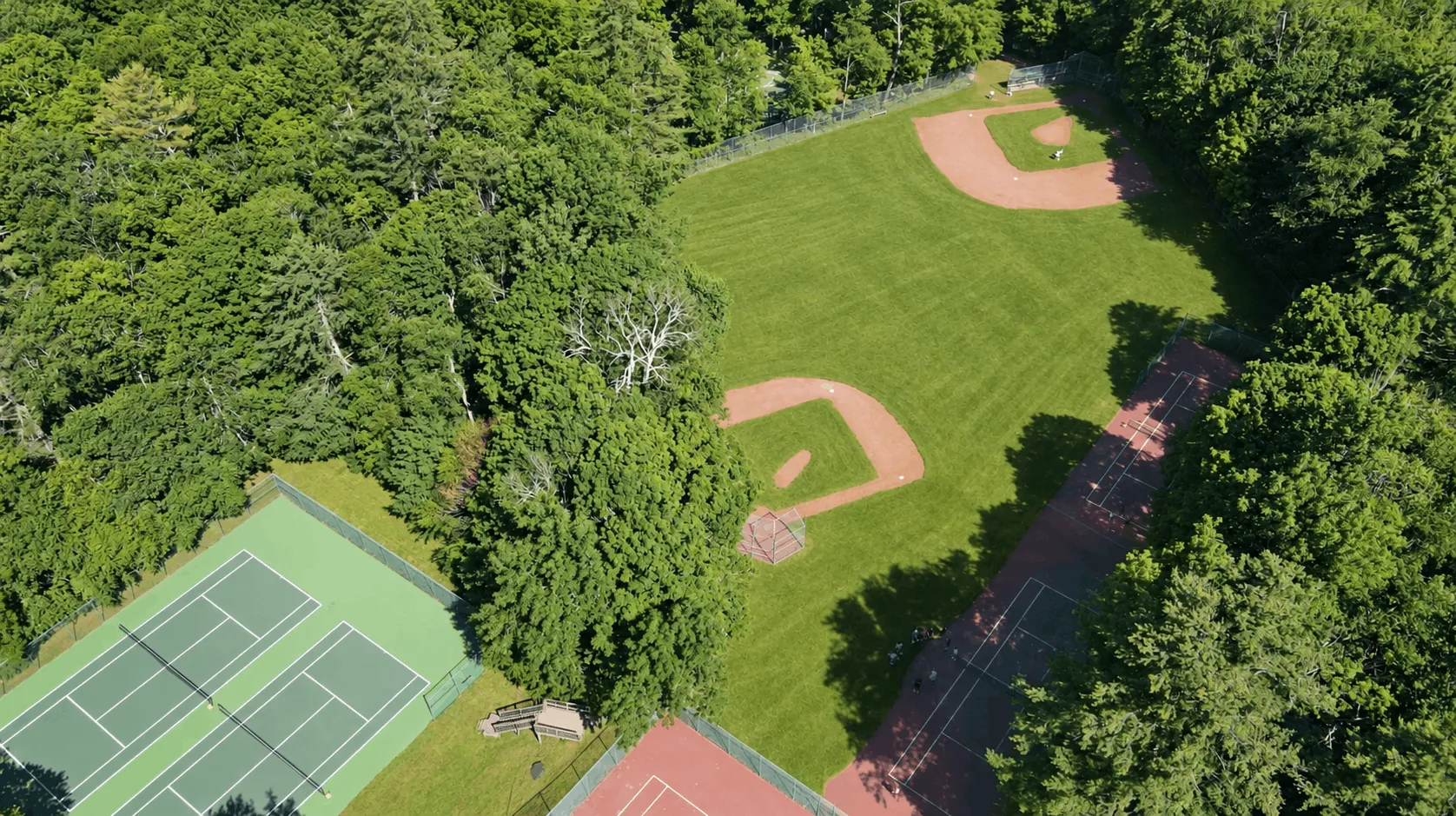 Aerial view of the baseball fields at Camp Lenox