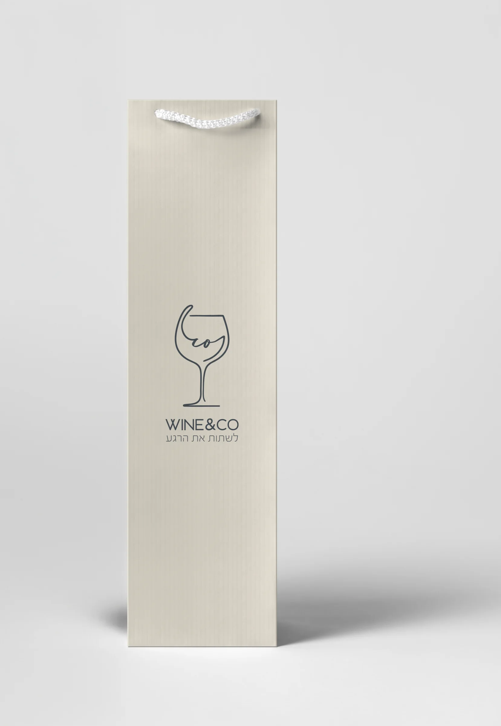 Wine&Co, cream bottle gift bag mockup