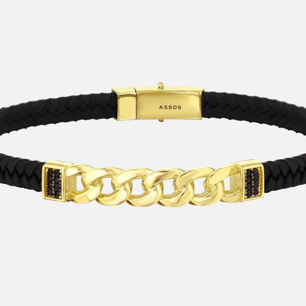 Assos Pırlanta 14 Ayar Altın Modern Tasarım Erkek Bileklik