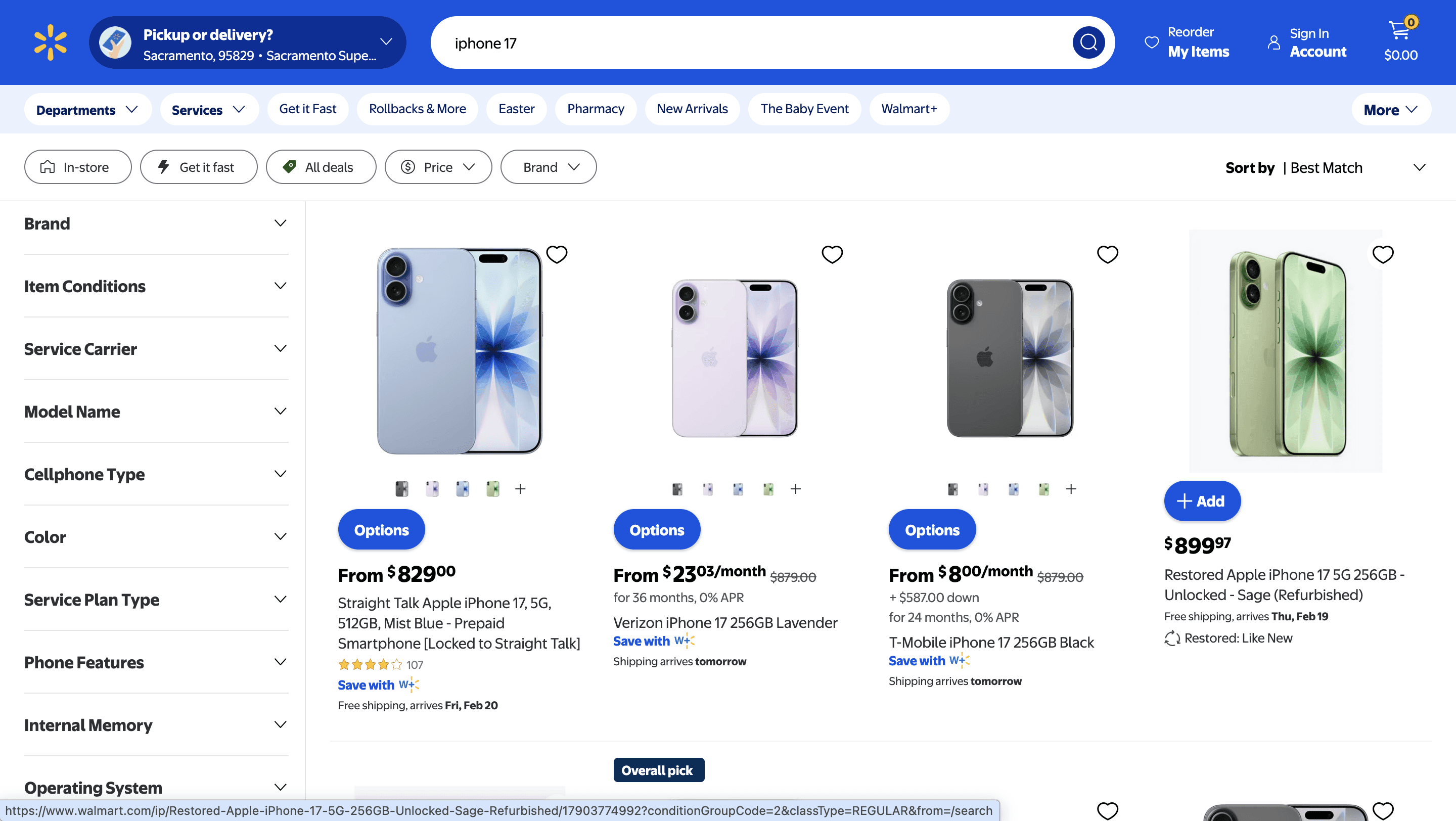 Walmart product listings