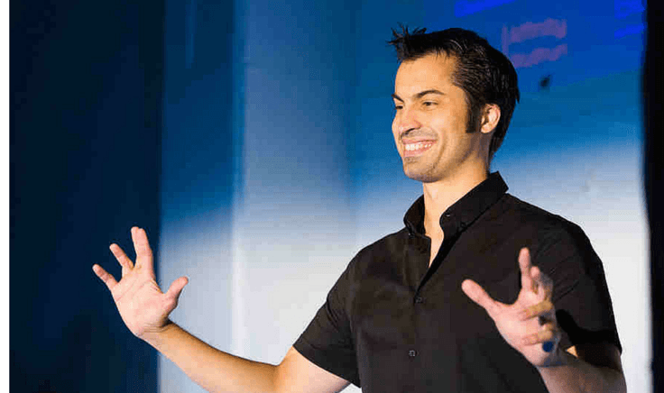 Ryan Bethencourt, IndieBio SF Program Director, speaks at Demo Day.