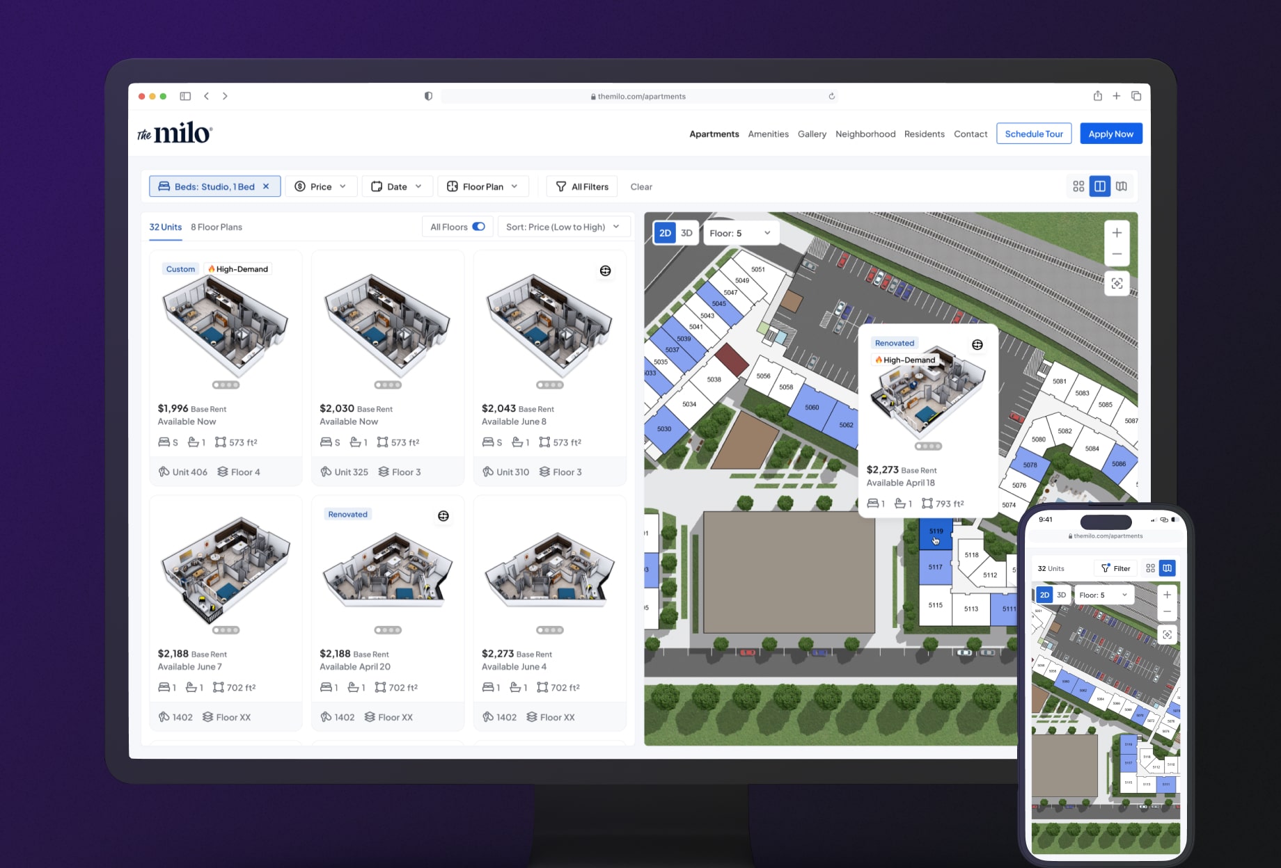 Spaces product shown on a desktop monitor and cell phone.