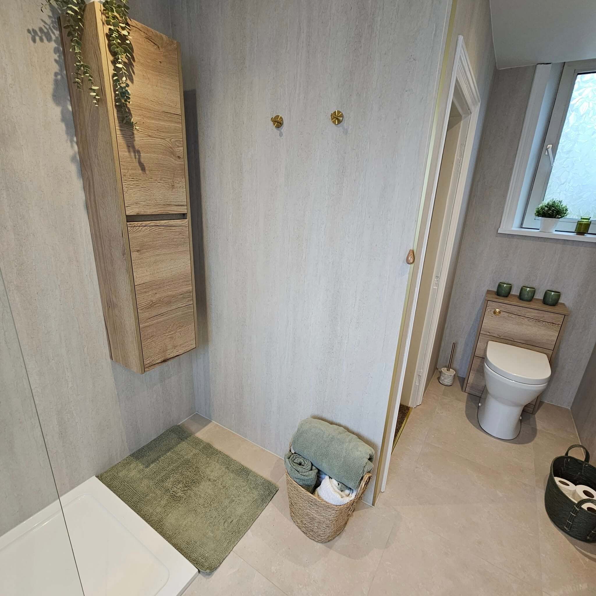 Walk-in shower installation in Alwoodley Leeds with glass screen