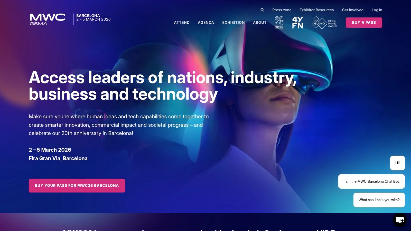 A large, modern exhibition hall crowded with attendees at a major tech event, representing the scale of MWC Barcelona.