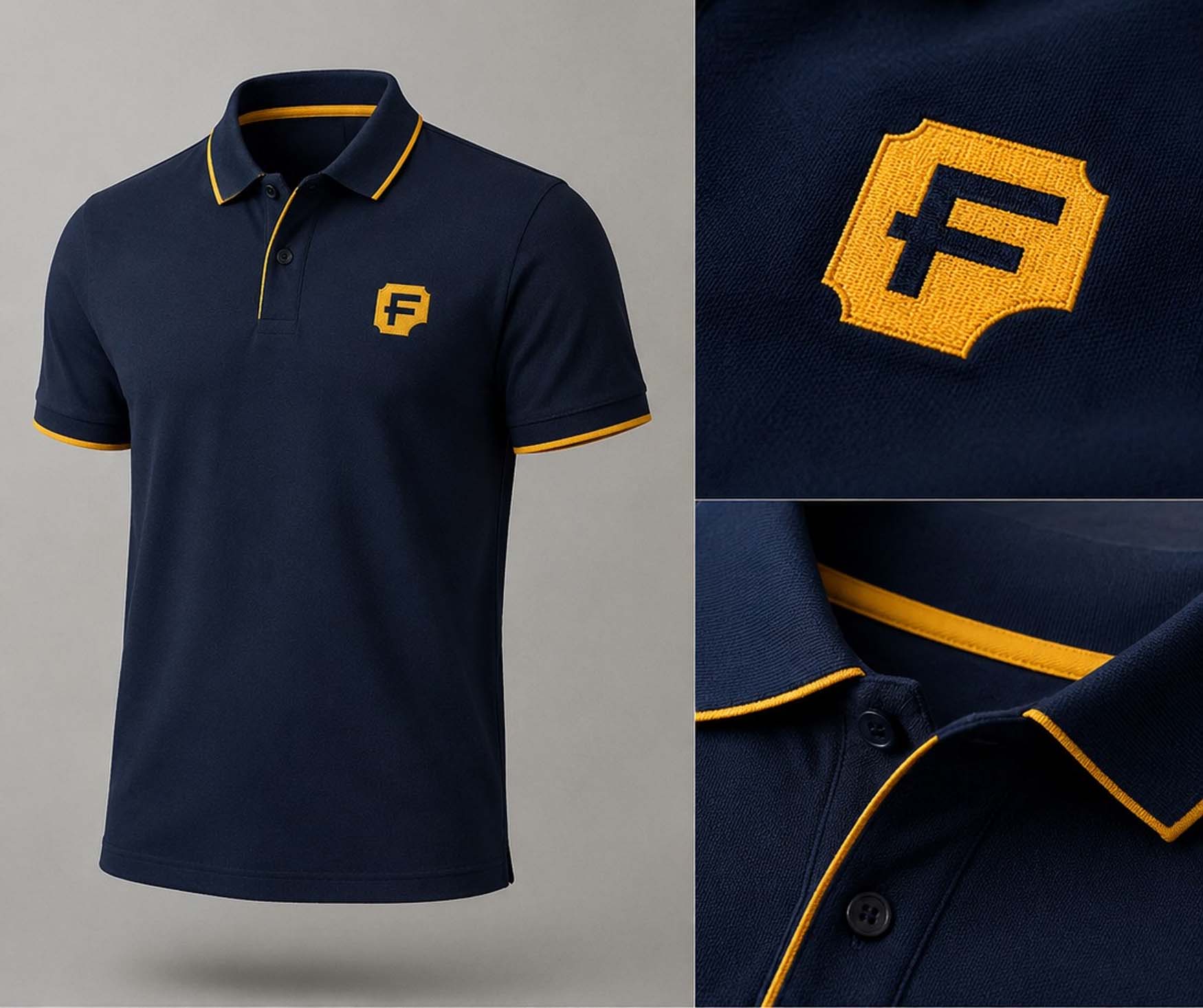 Fenestra workwear featuring the branded polo shirt and embroidered logo details, demonstrating the identity in an employee-facing application.