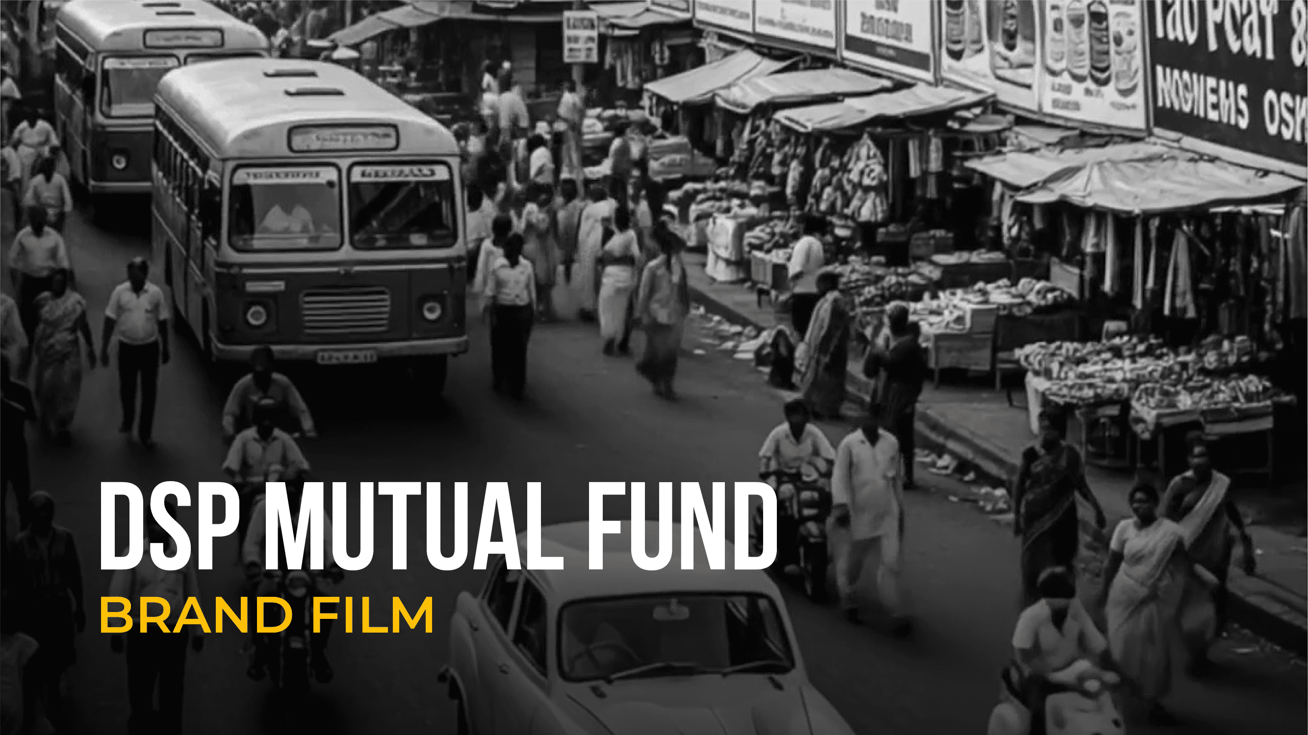 Crowded Indian street scene used as a visual for DSP Mutual Fund AI-generated video.