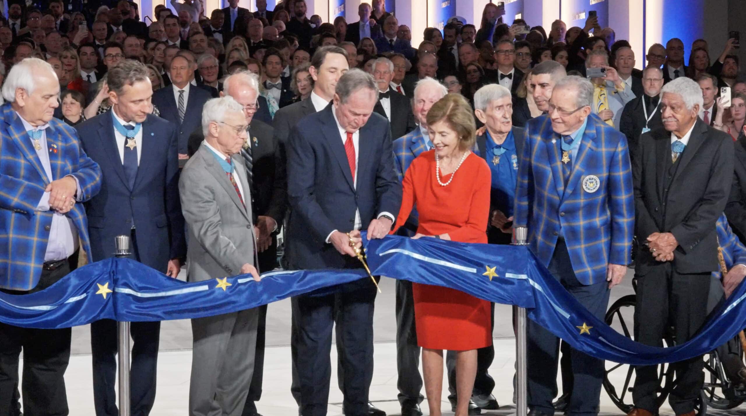 National Medal of Honor Grand Opening ribbon cutting with President George W Bush and First Lady Laura Bush