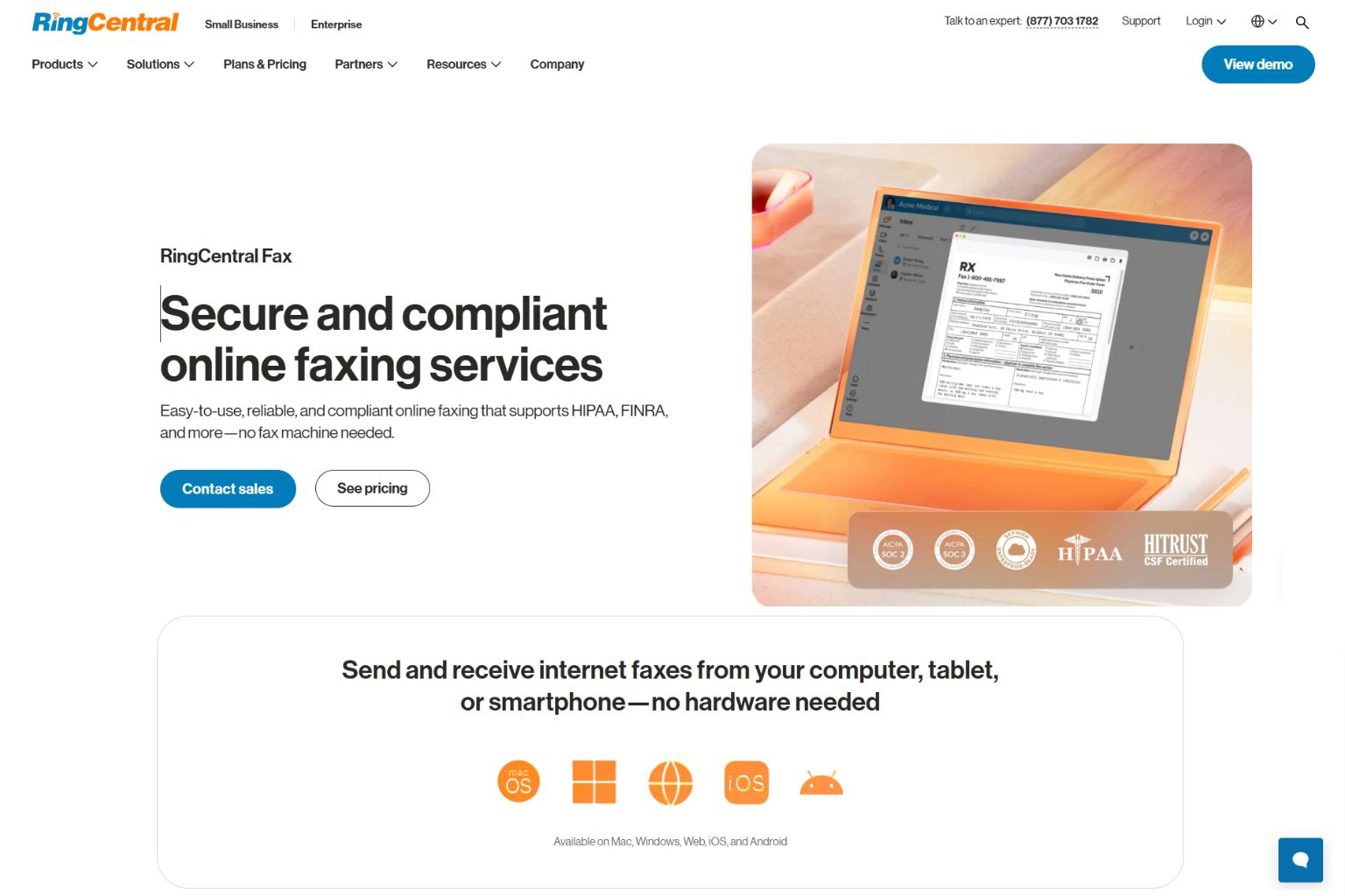 RingCentral Fax Website