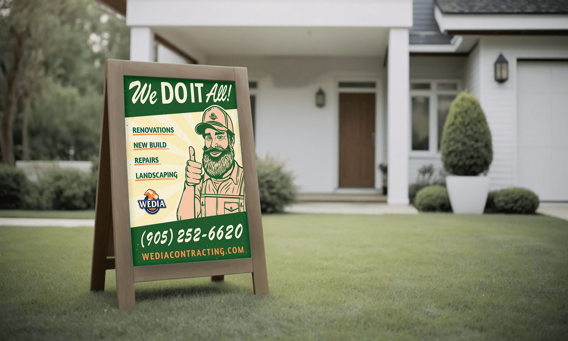 WEDIA Contracting sign mockup