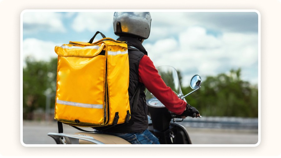 Delivery riders on scooters