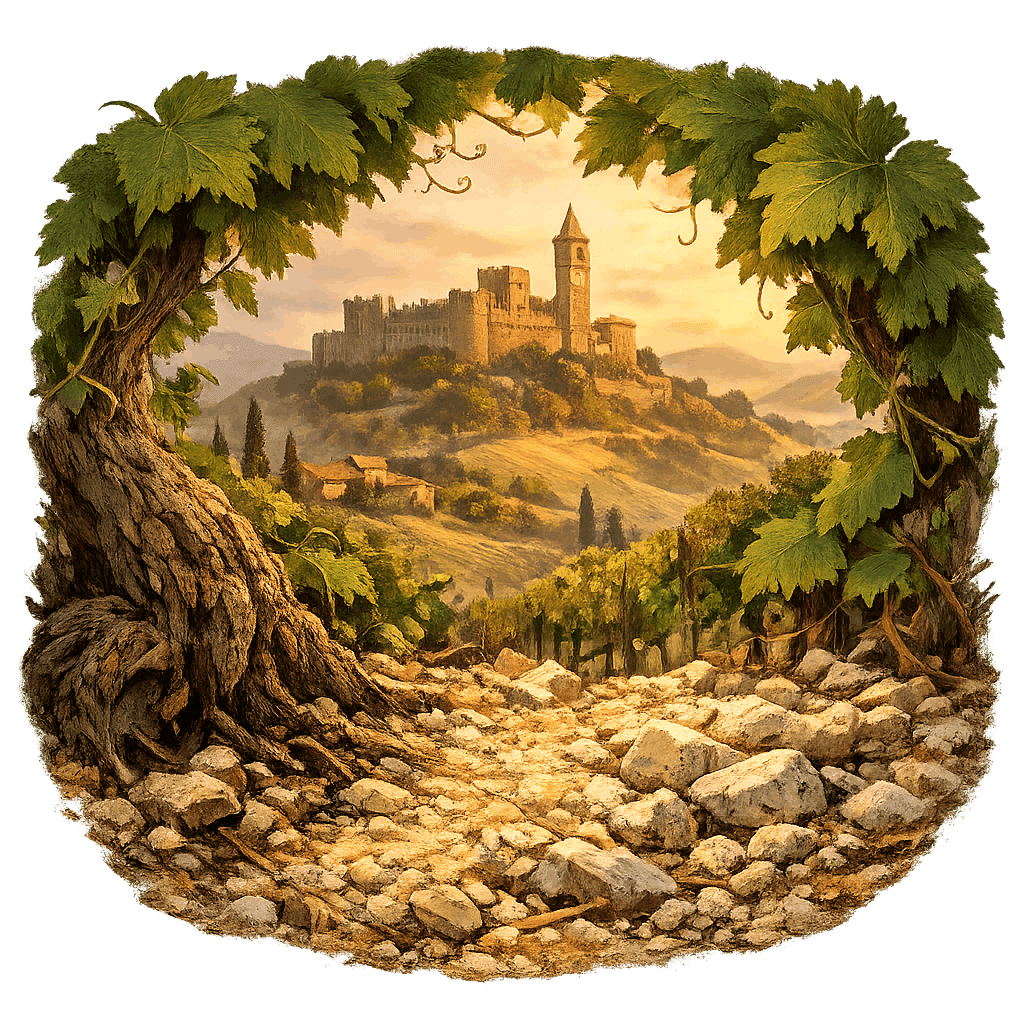 Detailed graphic of the Castelli di Jesi wine region.