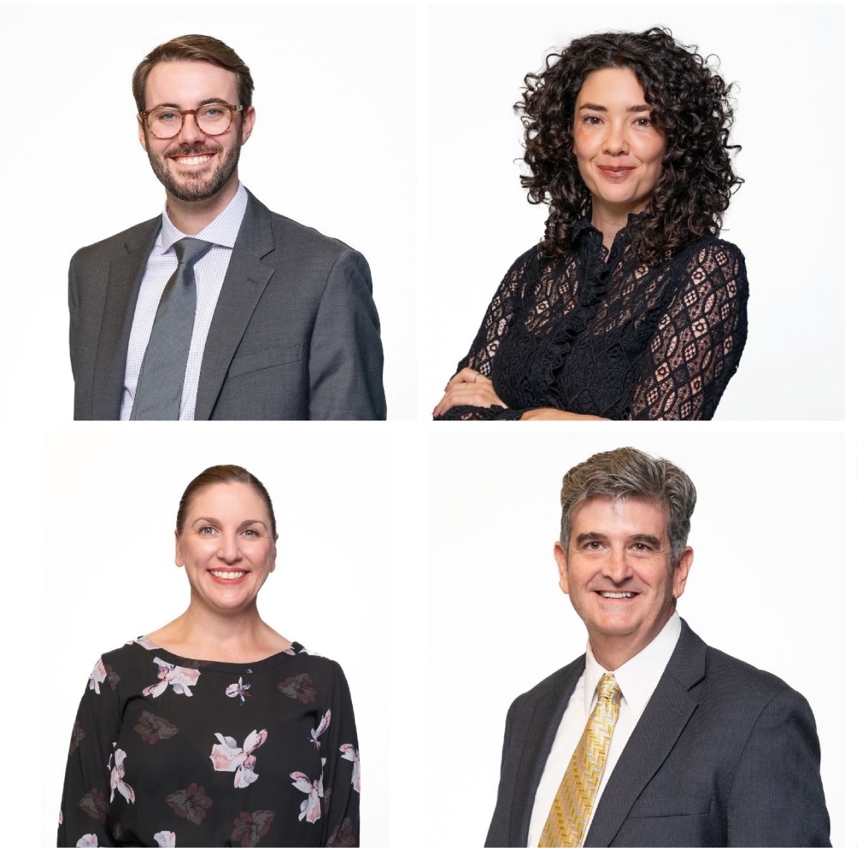 team headshot grid on white backdrop  business dress