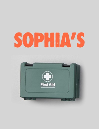 First aid kit with Sophia's written above it