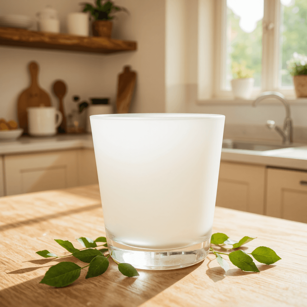 product photography of a frosted glass container
