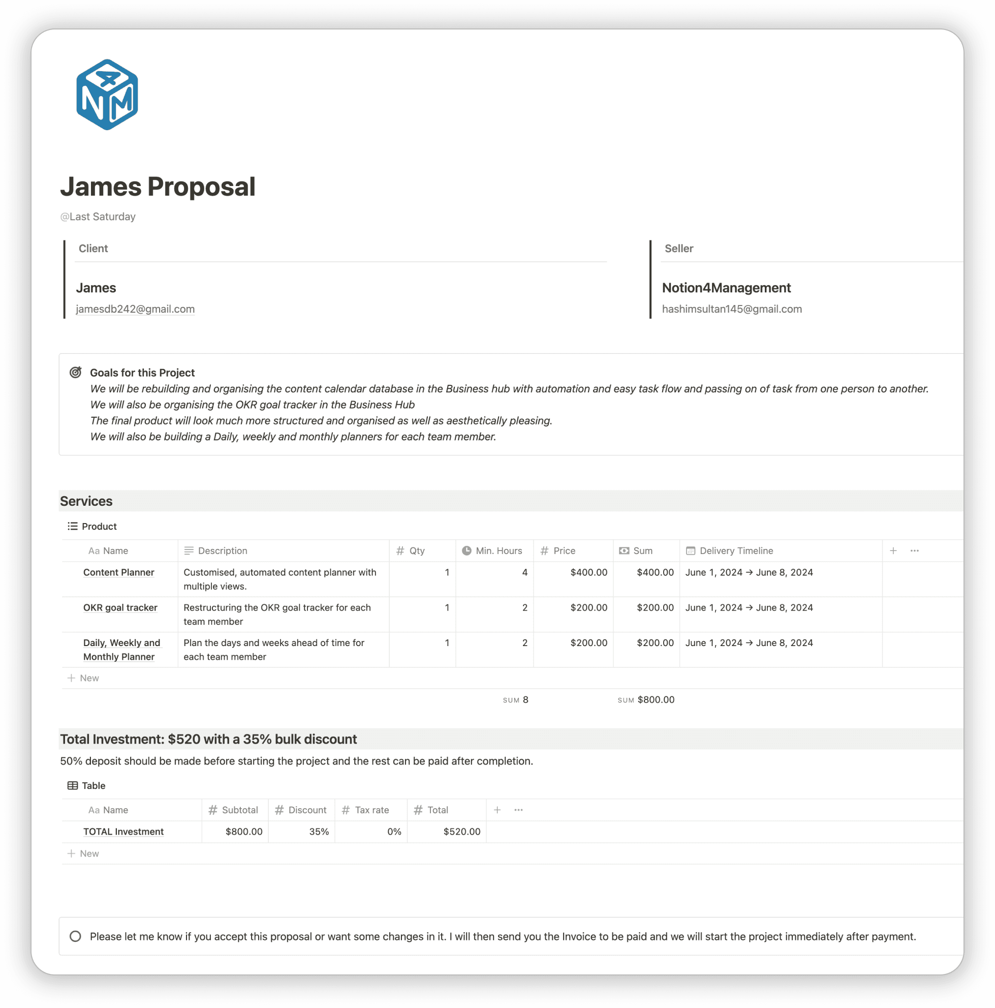 Proposals and Contracts Notion Business OS