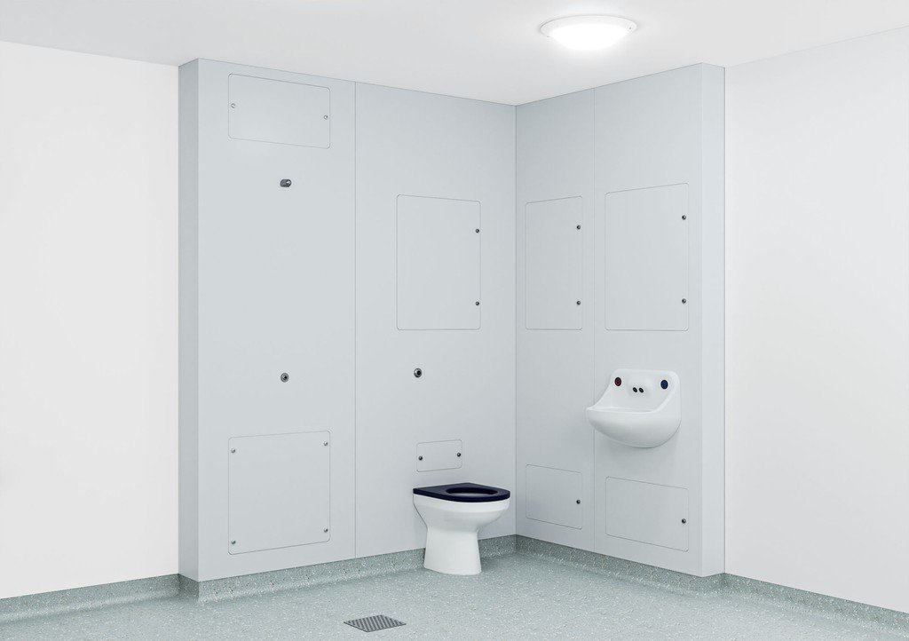Hygipod Safe layout showing range of 45+ available PVC color finishes