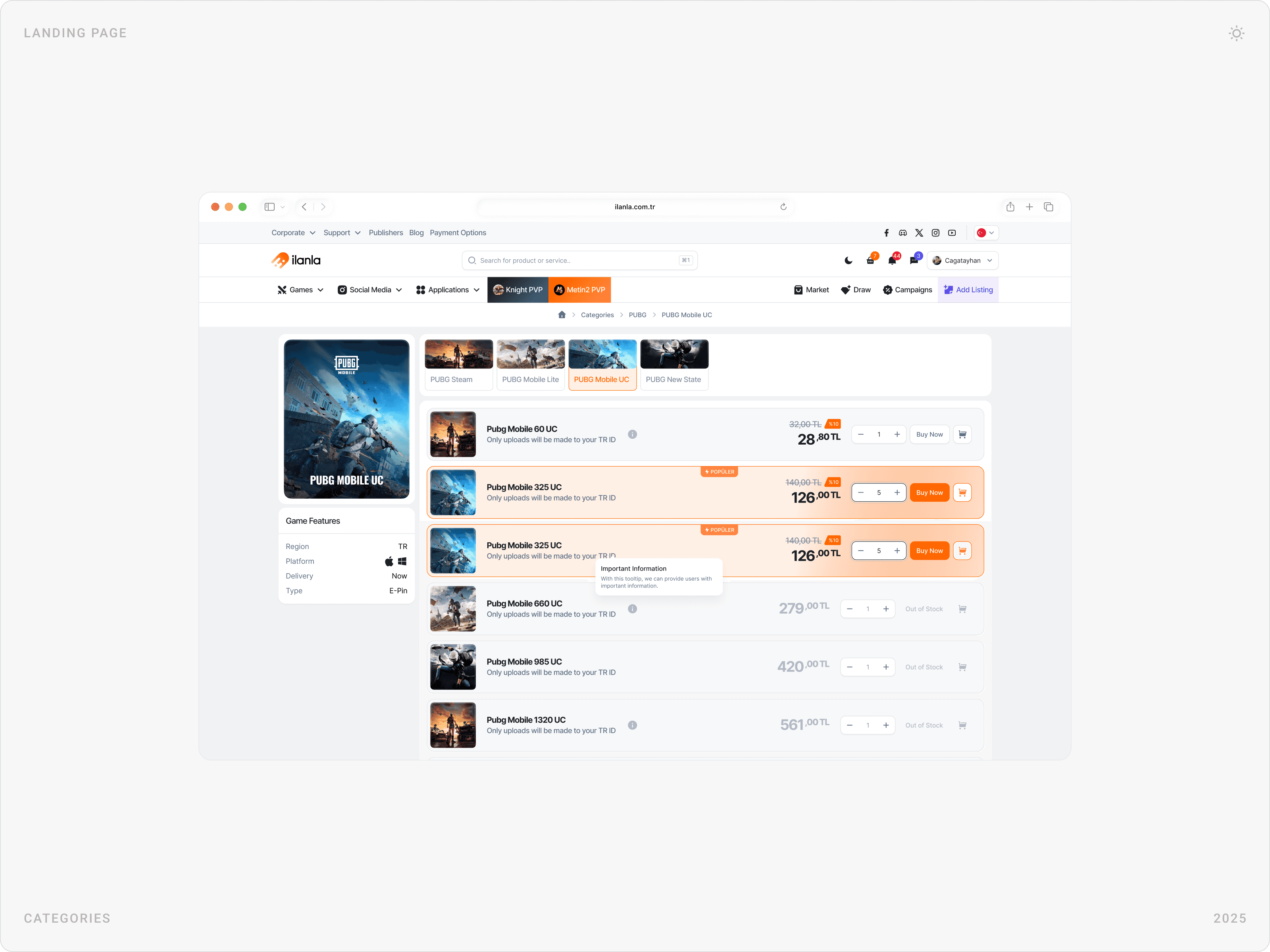 Professional Gaming Currency Listing Interface Design