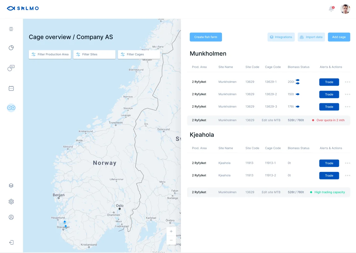 Image displaying a map and some UI for the Salmo platform.