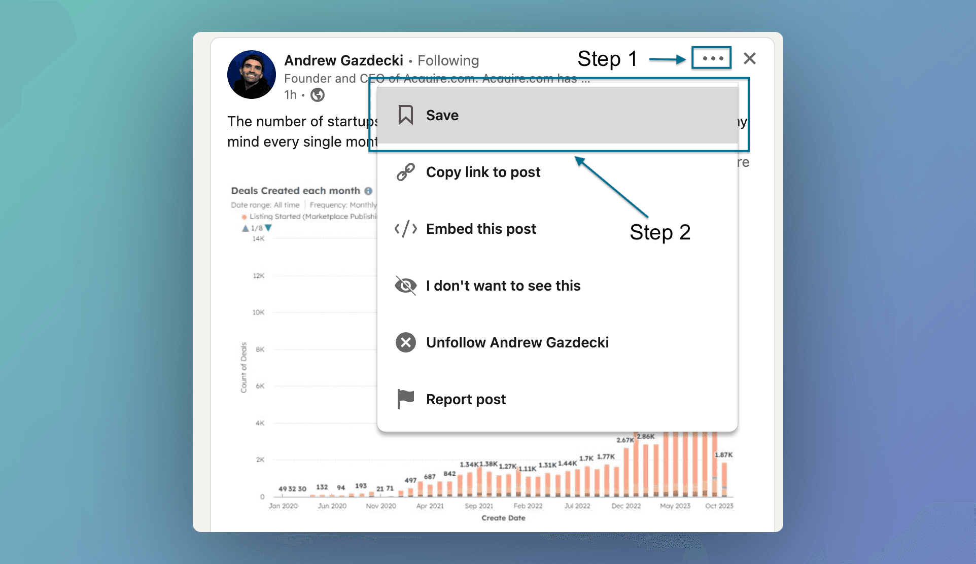 How do I find the LinkedIn posts I saved?