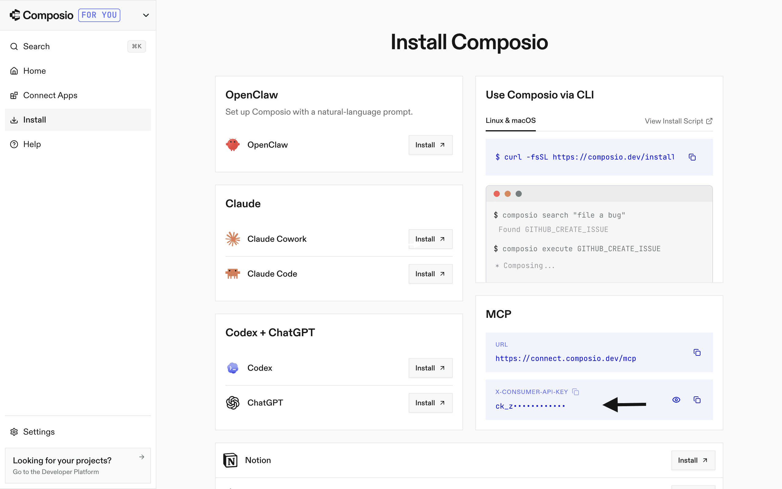 Copy Composio MCP