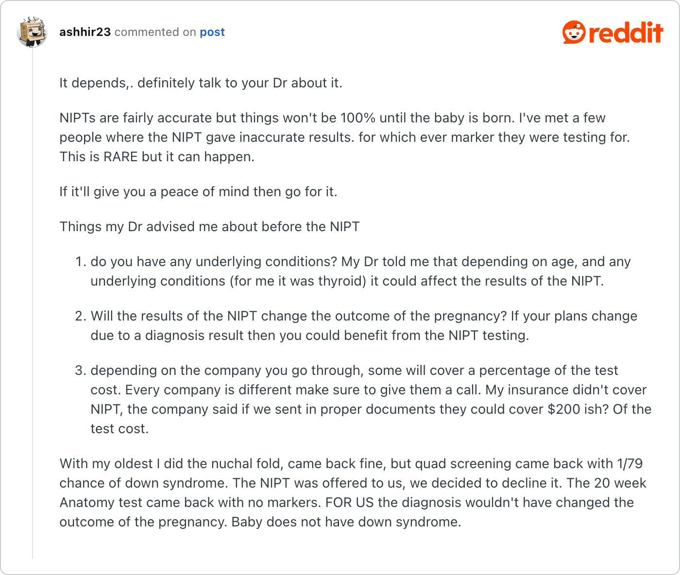 Post on Reddit