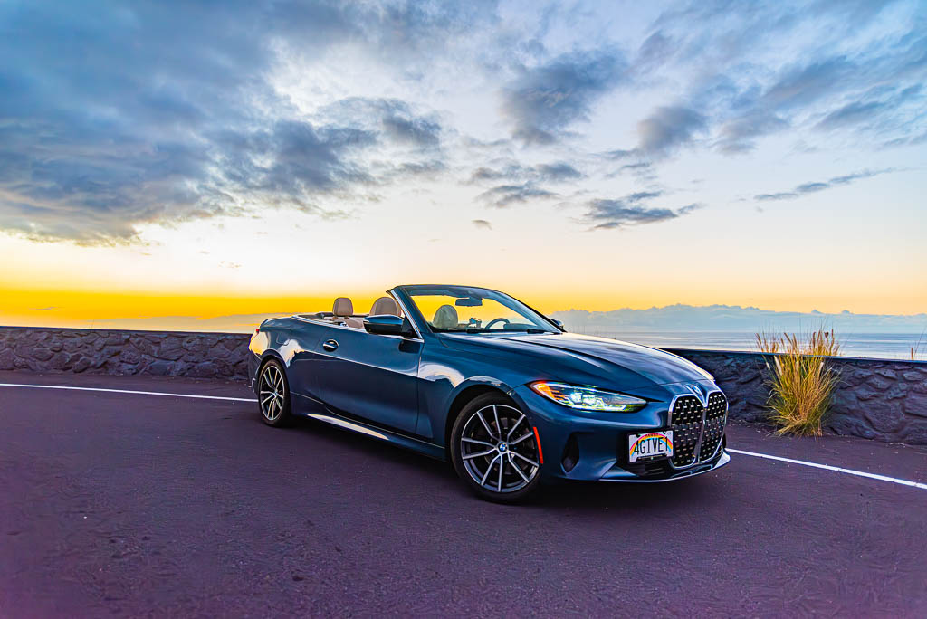Blue BMW 430i for rent in Hawaii