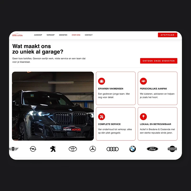 Heph Studios portfolio item henrik motors. Website laten maken oostende - item 3