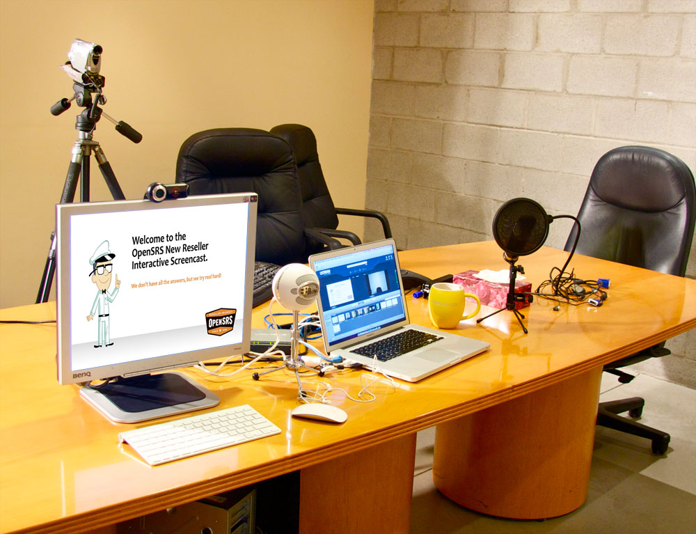 Photograph of the set up for the live screencast showing all equipment