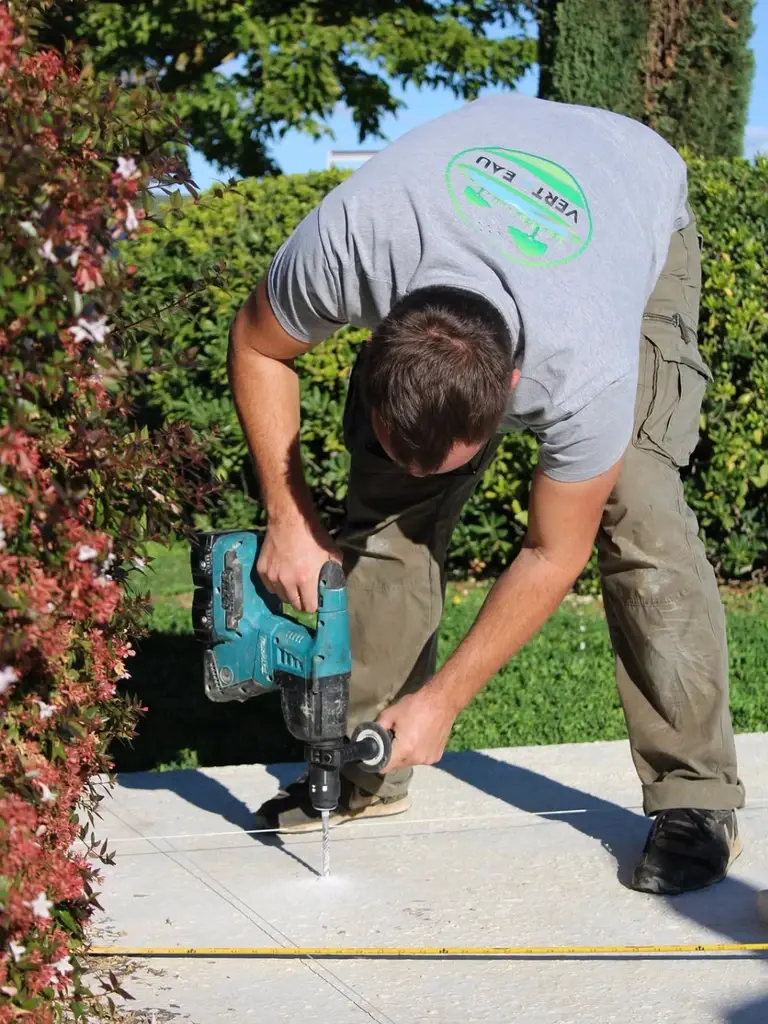 A person wearing the white shirt looking at the left