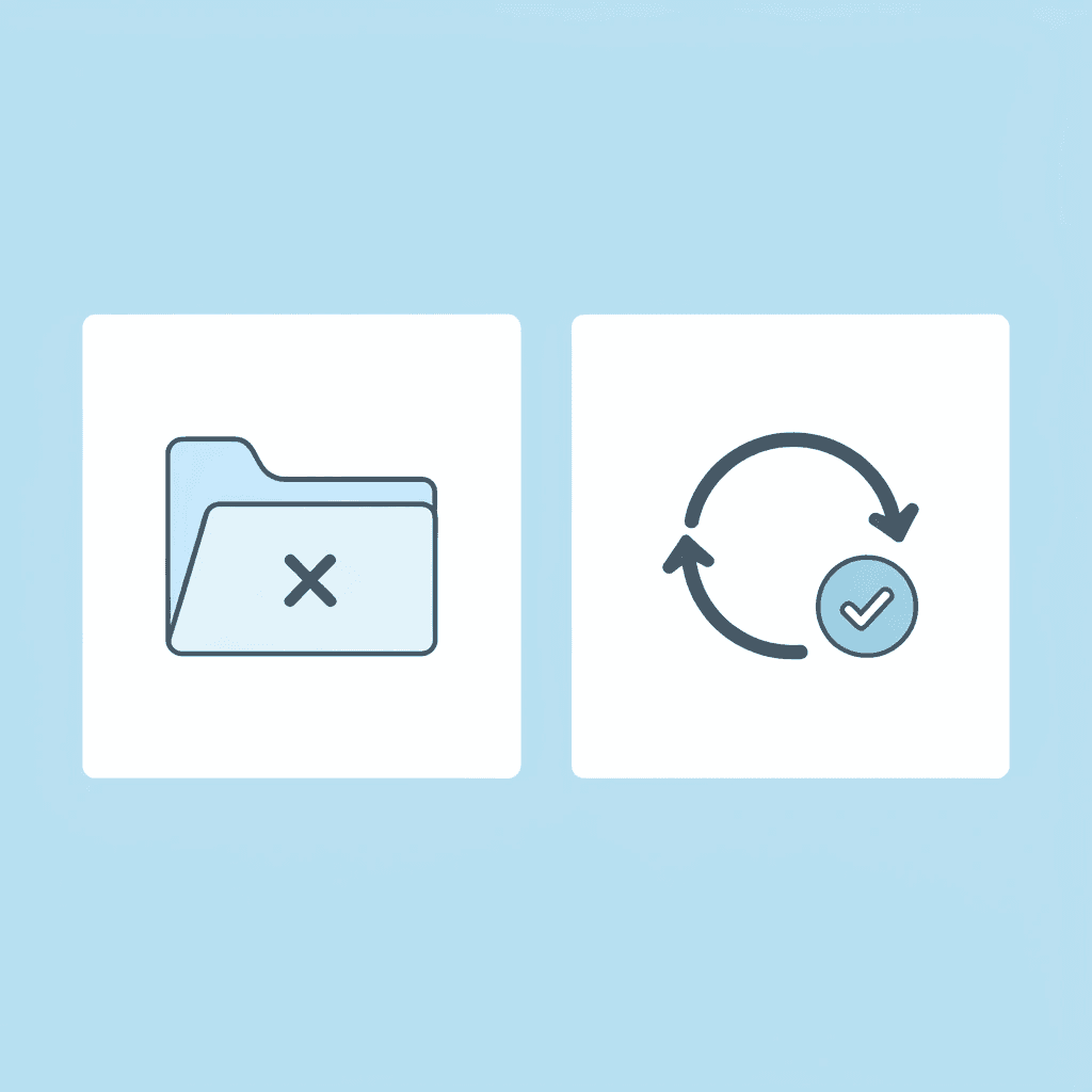 Before: organized files becoming chaotic over weeks. After: files staying organized with Otio