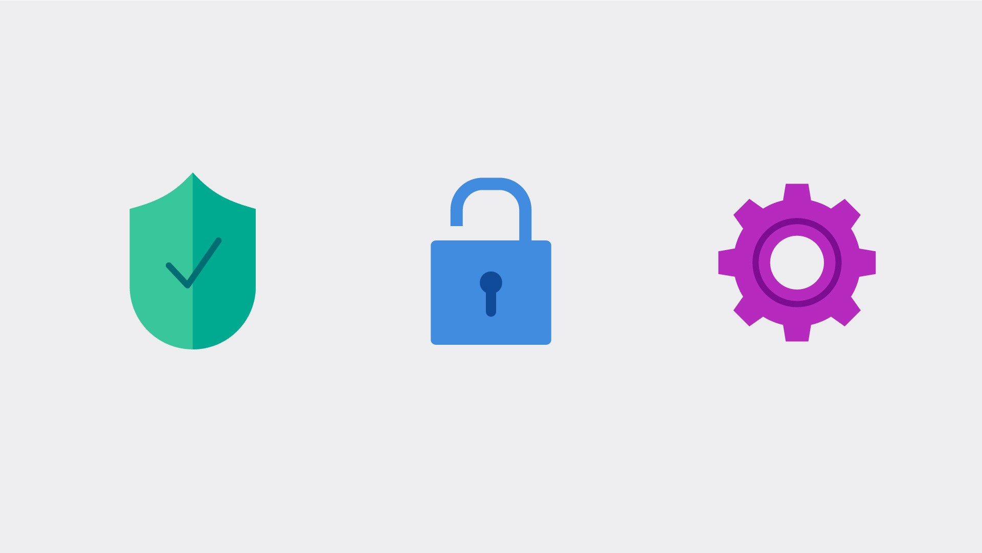 Three illustrated symbols "Insurance", "Security", "Process"