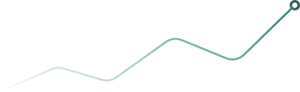 Green line graph with upward trend on a dark green background.